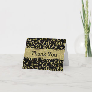 Carte De Remerciements "Merci !" Numéro aléatoire noir/or 80 Motif