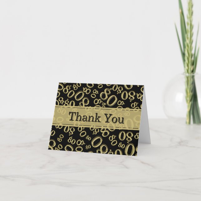 Carte De Remerciements "Merci !" Numéro aléatoire noir/or 80 Motif (Devant)