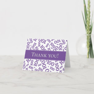 Carte De Remerciements "Merci !" Purple Numéro 100 Motif