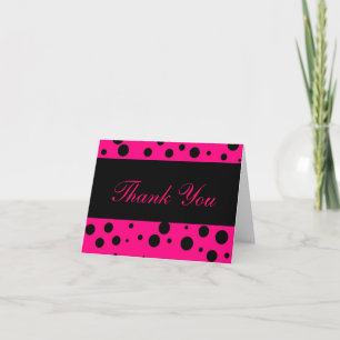 Carte De Remerciements "Merci" - rose néon avec points noirs [b]