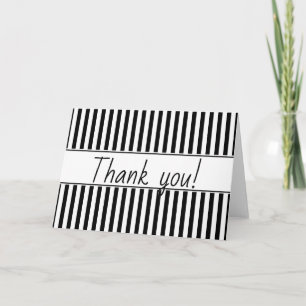 Carte De Remerciements "Merci !" Stripes simples Motif noir et blanc