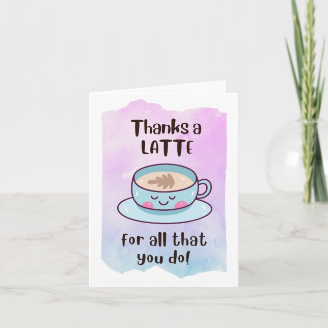 Carte De Remerciements "Merci un latte pour tout ce que vous faites" (Devant)