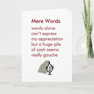 Carte De Remerciements Mere Words - un poème de remerciement amusant