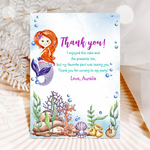 Carte De Remerciements Mermaid 1er anniversaire fêté près de la mer