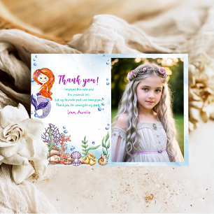 Carte De Remerciements Mermaid 1er Anniversaire fêté près de la mer Photo