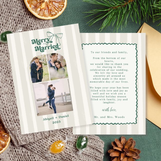 Carte De Remerciements Merry and Married Hand Drawn Frame Photo Wedding (Créateur téléchargé)