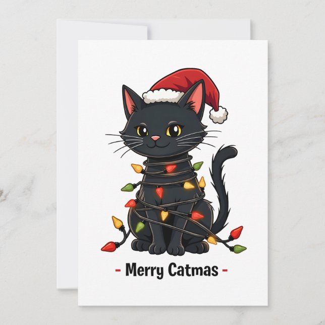 Carte De Remerciements Merry Catmas Funny Noël Amoureux des chats Feline (Devant)