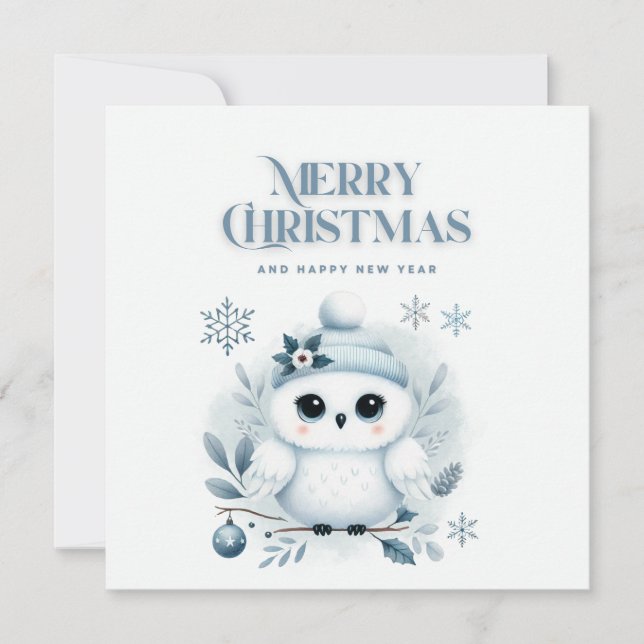 Carte De Remerciements Merry Christmas Owl (Devant)
