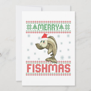Carte De Remerciements Merry Fishmas drôle Vilain Noël Sweat Poisson