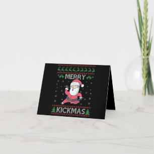 Carte De Remerciements Merry Kickmas Funny Karaté Père Noël Famille de No