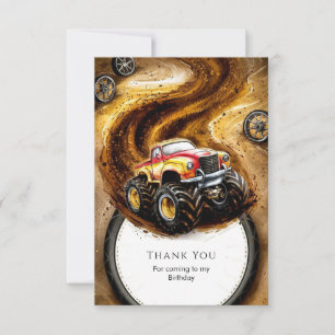 Carte De Remerciements Merveilleuse Monster Truck Anniversaire