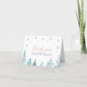 Carte De Remerciements Merveilleux Anniversaire d'Hiver Argent et Rose Me