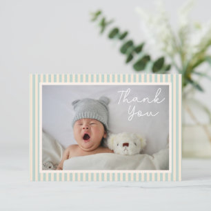 Carte De Remerciements Message de Baby Shower Deux Photos aux Rayures Ble