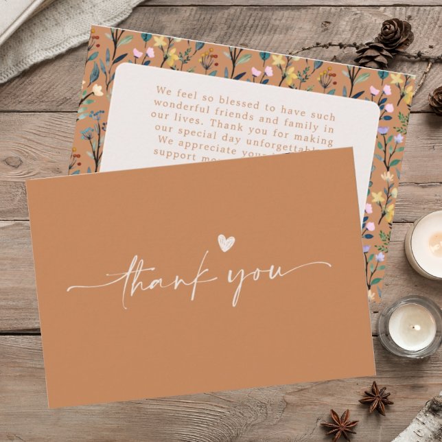 Carte De Remerciements Message de calligraphie élégante florale en terre  (Créateur téléchargé)