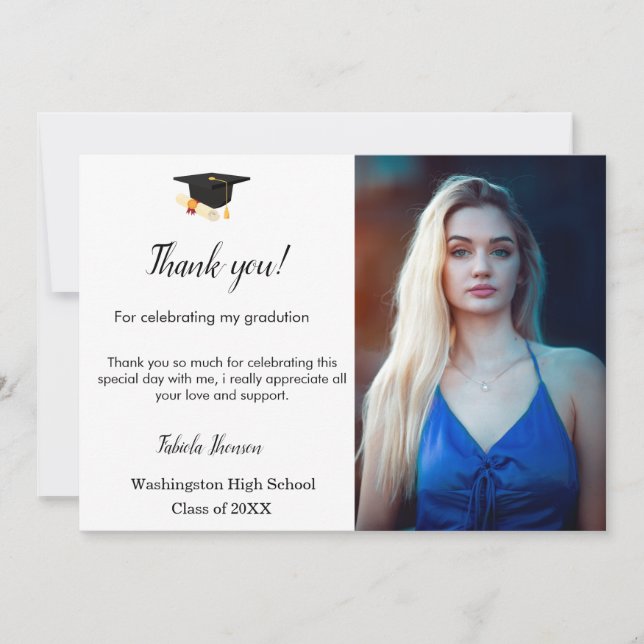 Carte De Remerciements Message de remerciement pour la graduation minimal (Devant)
