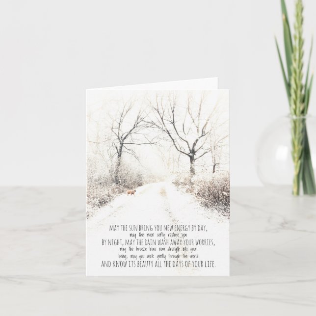 Carte De Remerciements Message, neige avec chien (Devant)