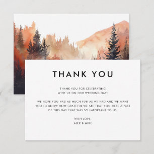 Carte De Remerciements Message personnalisé de Mariage de montagne modern