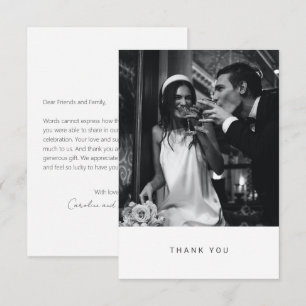 Carte De Remerciements Message personnalisé minimaliste Mariage photo chi