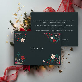 Carte De Remerciements Mexican Rustic Elegant Christmas Red Wedding