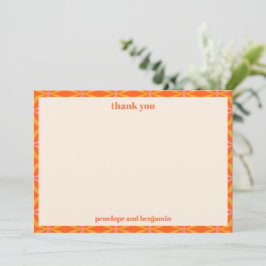 Carte De Remerciements Mi-Siècle Moderne Orange Bordure Personnalisée Mar