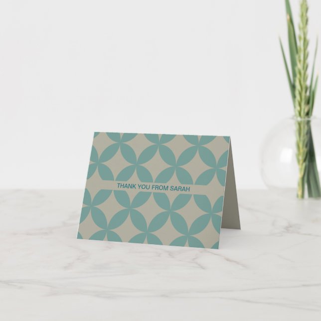Carte De Remerciements Mi-Siècle Moderne Rétro, Mid Mod Faded Turquoise (Devant)