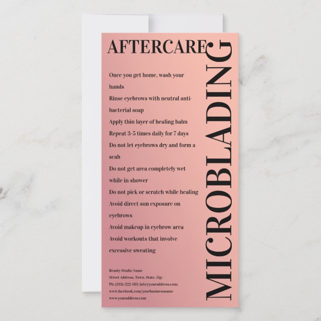 Carte De Remerciements Microblading Aftercare Rose et Gold_Exemple (Devant)