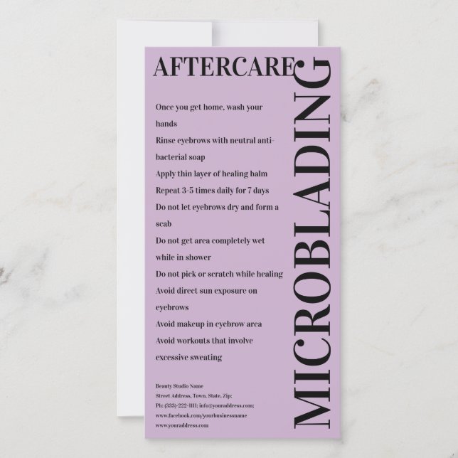 Carte De Remerciements Microbling Aftercare Black & Purple Instruction (Devant)