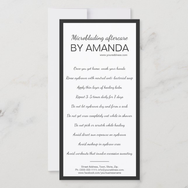 Carte De Remerciements Microbling Aftercare Simple Blanc Noir Boder (Devant)