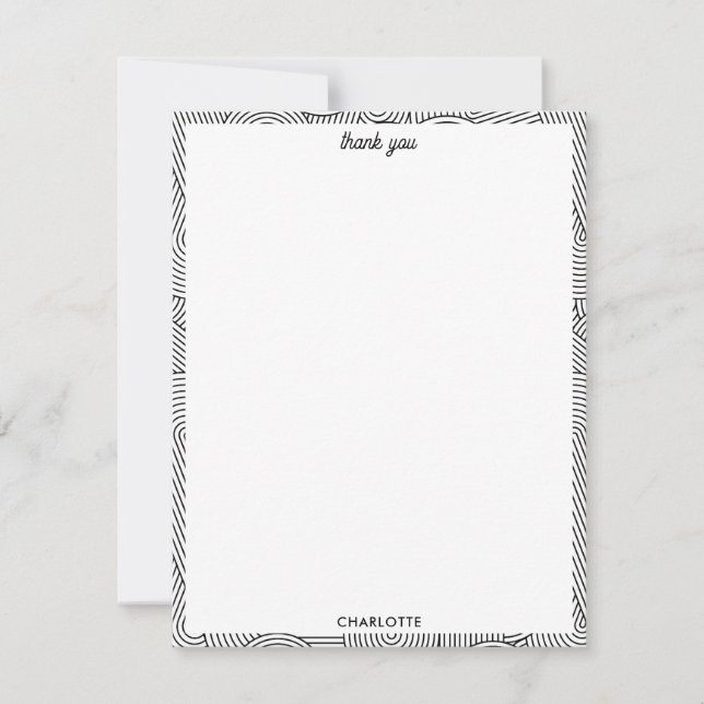 Carte De Remerciements Mid Century Modern Geometric Arch Black White (Devant)