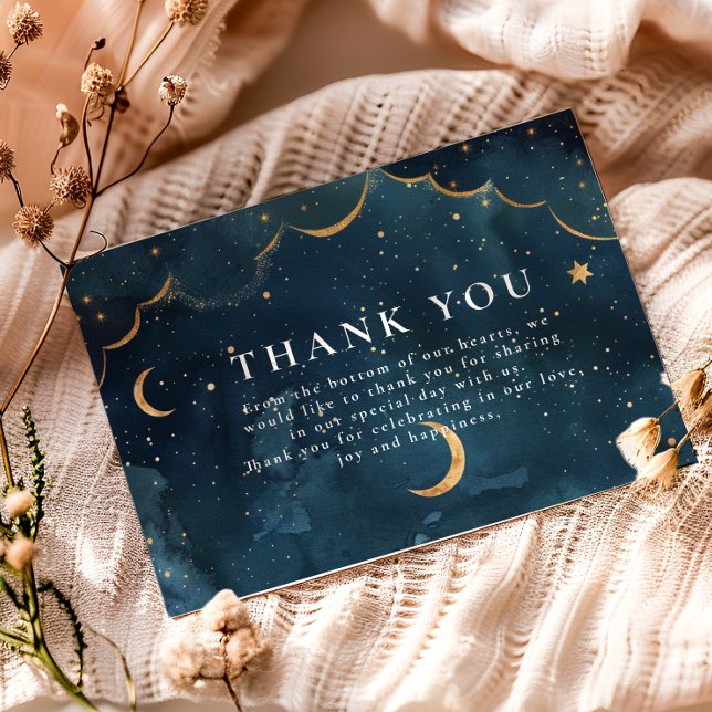Carte De Remerciements Midnight Constellation Floral Wedding (Créateur téléchargé)