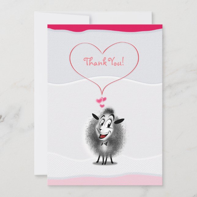 Carte De Remerciements Mignon Art de Papier de Mouton Adorable (Devant)