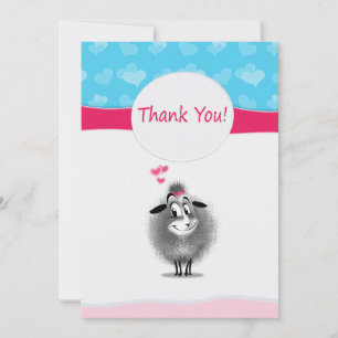 Carte De Remerciements Mignon Art de Papier de Mouton Adorable