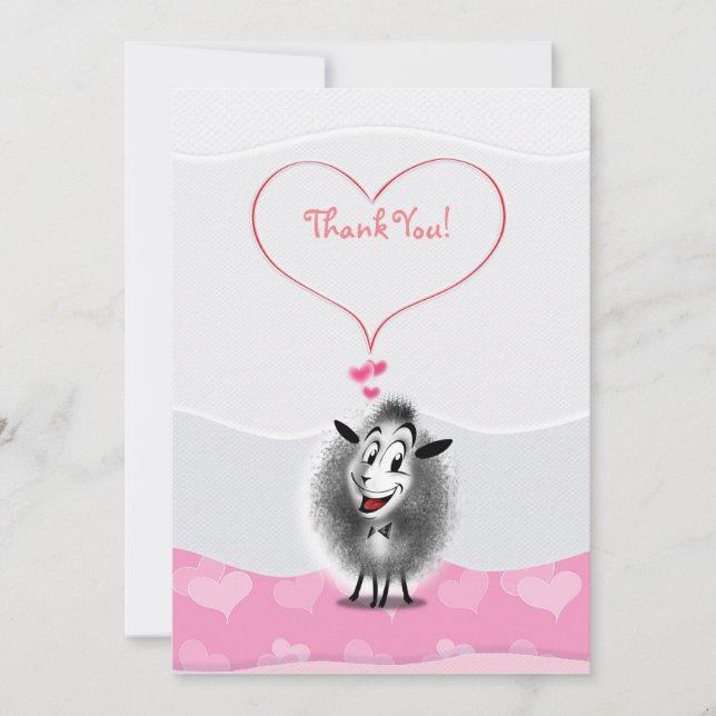 Carte De Remerciements Mignon Art de Papier de Mouton Adorable (Devant)