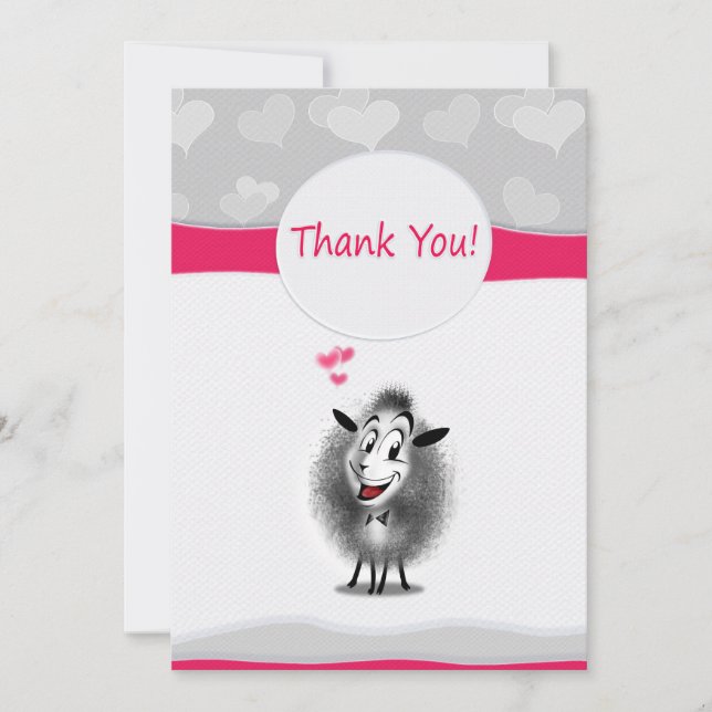 Carte De Remerciements Mignon Art de Papier de Mouton Douce (Devant)