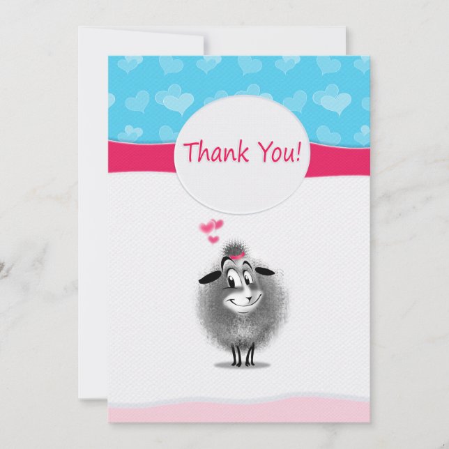 Carte De Remerciements Mignon Art de Papier de Mouton Joli (Devant)