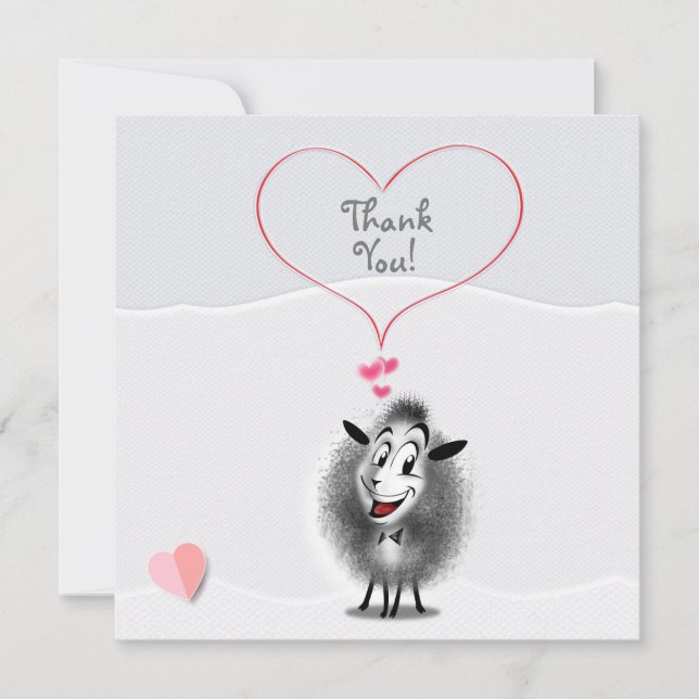 Carte De Remerciements Mignon Art de Papier de Mouton Joli (Devant)