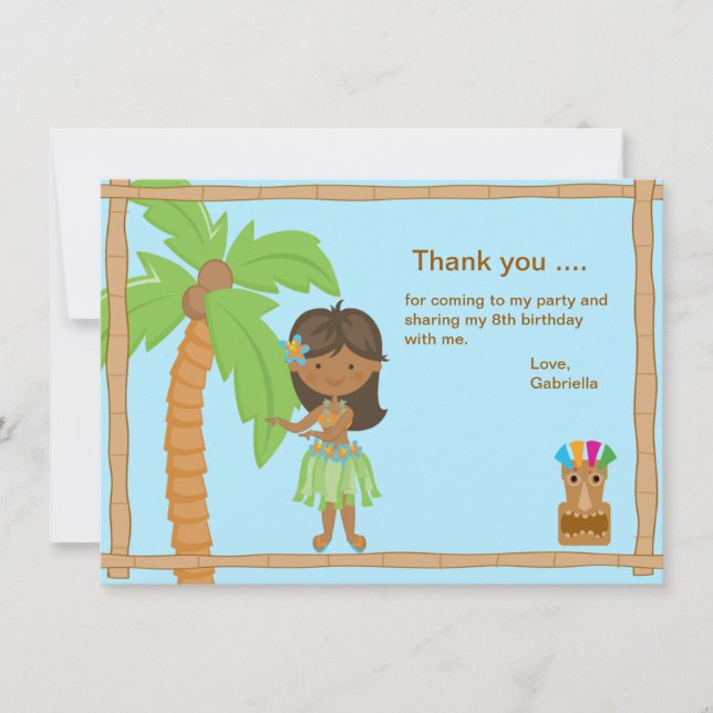 Carte de remerciements mignon de garçon de Luau (Devant)