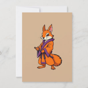 Carte De Remerciements Mignon écureuil samouraï japonais