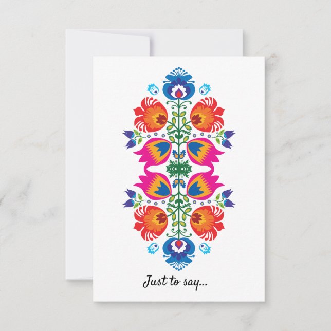 Carte De Remerciements Mignon Folklore Juste pour dire... (Devant)