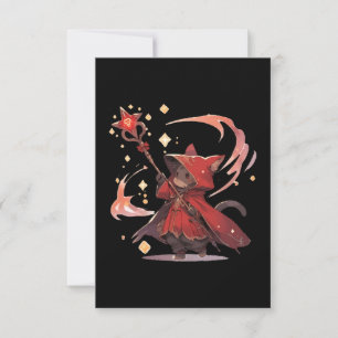 Carte De Remerciements Mignon Héros Chat Mage Rouge