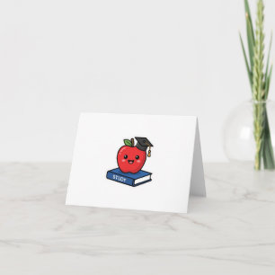 Carte De Remerciements Mignon Kawaii Pomme Rouge Portant une Casquette de