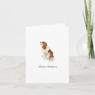 Carte De Remerciements Mignon Spaniel Cavalier King Charles aquarelle pli