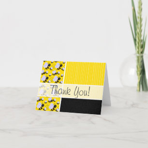 Carte De Remerciements Mignonne abeille jaune et noire