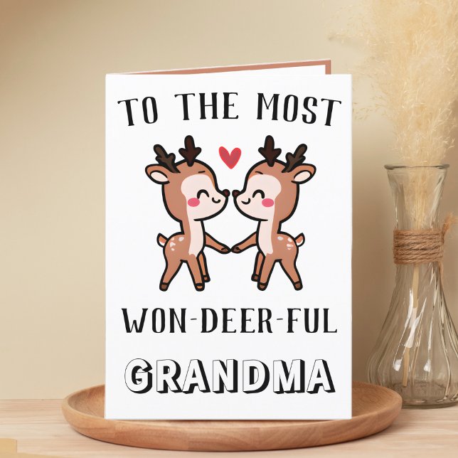 Carte De Remerciements Mignonne Drôle Cerf Buck Merveilleux Grand-Mère An (cute deer birthday card for grandmother)