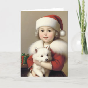 Carte De Remerciements Mignonne fille Père Noël Vintage avec Eskimo Améri