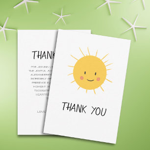 Carte De Remerciements Mignonne Ici, Le Baby shower Soleil