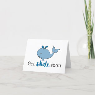 Carte De Remerciements Mignonne Main Tirée Obtenir Baleine Bientôt Balein