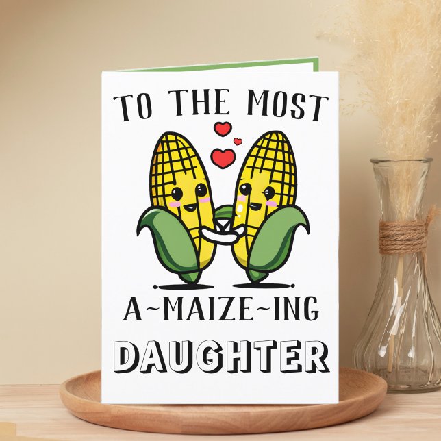 Carte De Remerciements Mignonne Maize Maïs Fille de maïs Joyeux anniversa (cute corn on the cob birthday card for daughter)