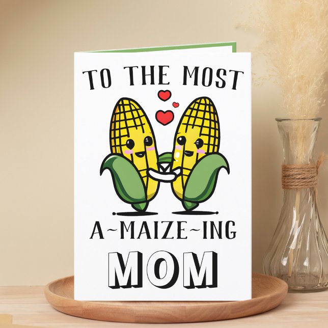Carte De Remerciements Mignonne Maize Maïs Pun Joyeux Fête des Mères (cute corn amazing mom happy birthday greeting card)