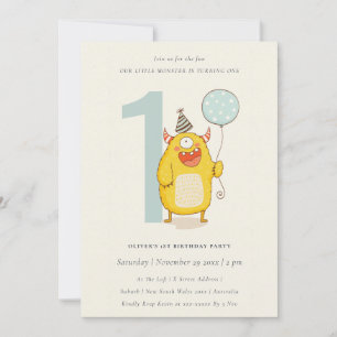 Carte De Remerciements Mignonne Petit Monstre Jaune N'Importe Quel Âge An